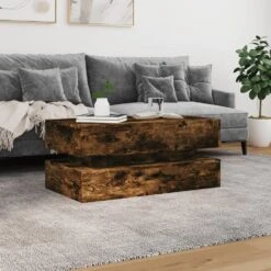 VidaXL - Rechthoekige Salontafel Met LED - Gerookt Eiken - Hout - 90x50 Cm -Leenbakker Winkel 7d09b8d2ca8c4d64931418bf3eaf8bed