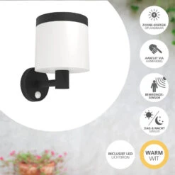 EGLO Pantete Solar Wandlamp - LED - 21 Cm - Zwart/Wit -Leenbakker Winkel 7d158d1739da4dbfa466997eb9c2af58