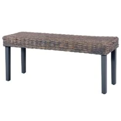 VidaXL Bankje 110 Cm Natuurlijk Kubu Rattan En Massief Mangohout Grijs -Leenbakker Winkel 7e0f7099f23641188fffccf28239518b