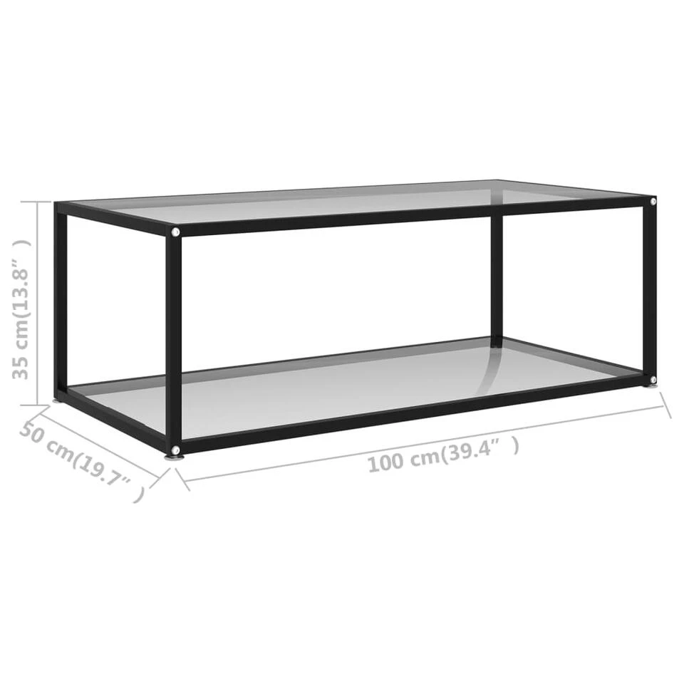 VidaXL Salontafel 100x50x35 Cm Gehard Glas Transparant 4 VidaXL Salontafel 100x50x35 Cm Gehard Glas Transparant - Afbeelding 4
