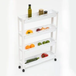 5Five Keuken/badkamer Trolley 4 Laags - 37 X 15 X 79 Cm - Wit -Leenbakker Winkel 7f7e620c307d4bdf82162e612b7b989e