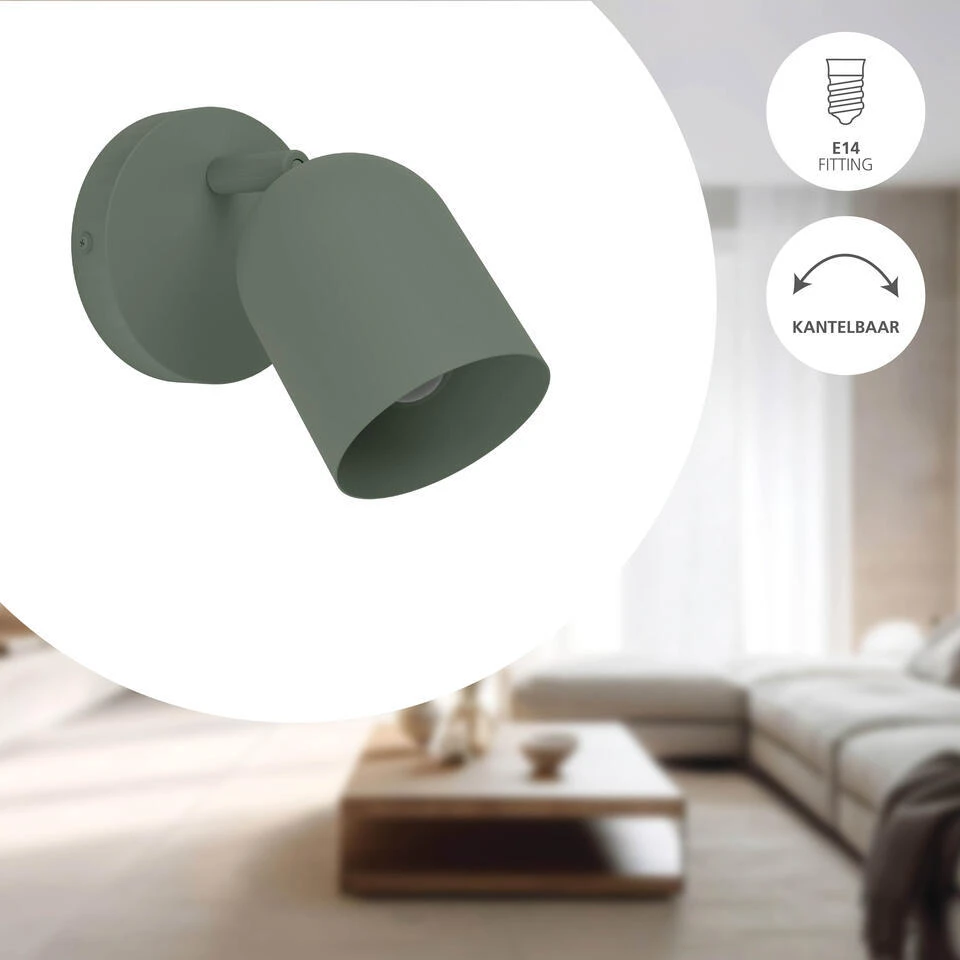 EGLO Tilston Spot - E14 - 12 Cm - Groen - Kantelbaar 3 EGLO Tilston Spot - E14 - 12 Cm - Groen - Kantelbaar - Afbeelding 3