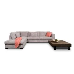 Hoekbank Stuttgart Groot Rechts - Ribcord - Lichtgrijs -Leenbakker Winkel 81004583 0101