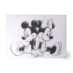 Art For The Home Canvas Mickey En Minnie Mouse Sitting - Wit - 70x50 Cm