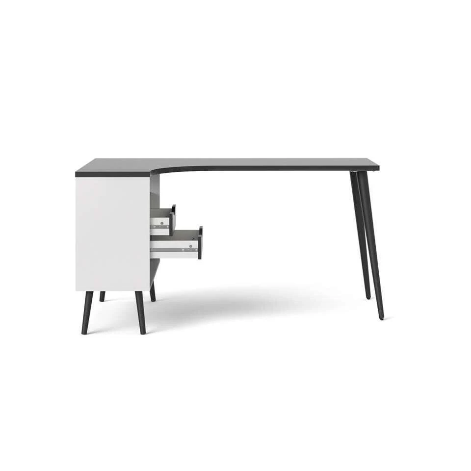 Bureau Delta - Wit/zwart - 75,8x145,1x81 Cm 2 Bureau Delta - Wit/zwart - 75,8x145,1x81 Cm - Afbeelding 2