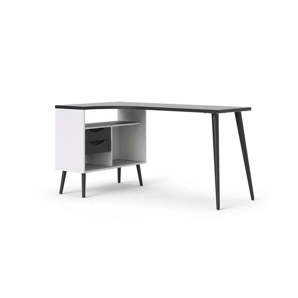 Bureau Delta - Wit/zwart - 75,8x145,1x81 Cm 1 Bureau Delta - Wit/zwart - 75,8x145,1x81 Cm