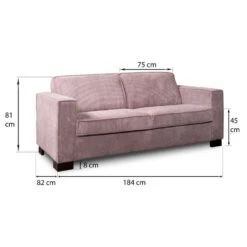 Bank Stuttgart 3-zits - Ribcord - Roze -Leenbakker Winkel 81023420 9600