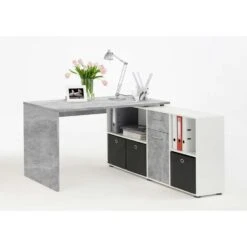 Hoekbureau Lex - Betonkleur/wit - 136x68x75 Cm