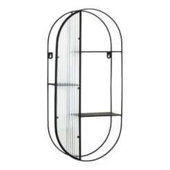 QUVIO Wandrek Mila - 3 Planken - Staal - Glas - Zwart -Leenbakker Winkel 82f3499a7a9b482cbcb3a87a82603abf