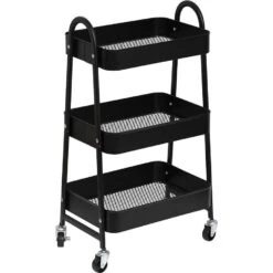 Tendance Keuken/badkamer Trolley 3 Laags - 43 X 31 X 79cm - Zwart -Leenbakker Winkel 843e529546934164a742bbaff4ae4f86