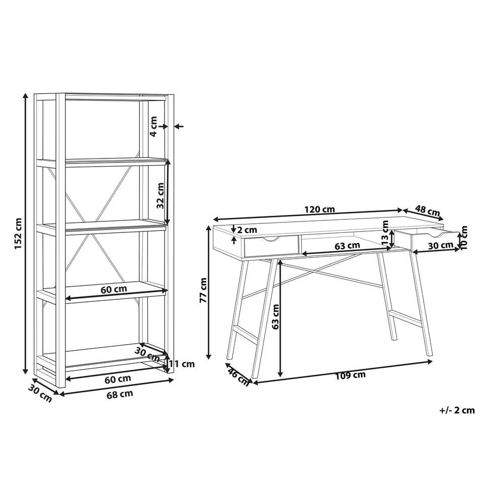 Beliani JENKS/CLARITA - Wit Mdf, Vezelplaat 3 Beliani JENKS/CLARITA - Wit Mdf, Vezelplaat - Afbeelding 3