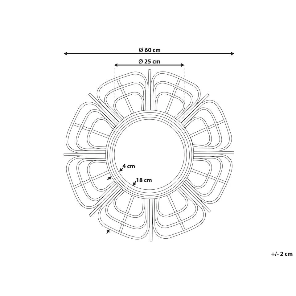 Beliani Wandspiegel PASAKU - Zwart Rotan 3 Beliani Wandspiegel PASAKU - Zwart Rotan - Afbeelding 3