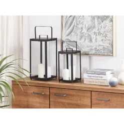 Beliani Windlichtzuilen LEPAR - Zwart Ijzer -Leenbakker Winkel 898b11d2b0e1410c85f625684b312b07