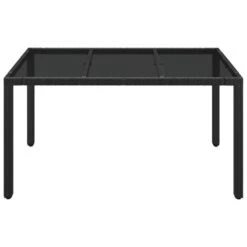 VidaXL - Tuintafel Met Glazen Blad - Zwart - Poly Rattan - 150 X 90 X 75 Cm -Leenbakker Winkel 898bc5d099e5497fb0331fb07eef3666