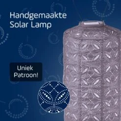 LUMIZ Solar Lampion Mandela Cylinder - 18 Cm - Lichtpaars -Leenbakker Winkel 8b1992cba83244aa94bfba4d02846b32