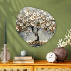 MuchoWow Wand Decoratie 60x60cm Boom Goud Bloemen Abstract -Leenbakker Winkel 8b2f9bb540d84240af3e885627b66b05