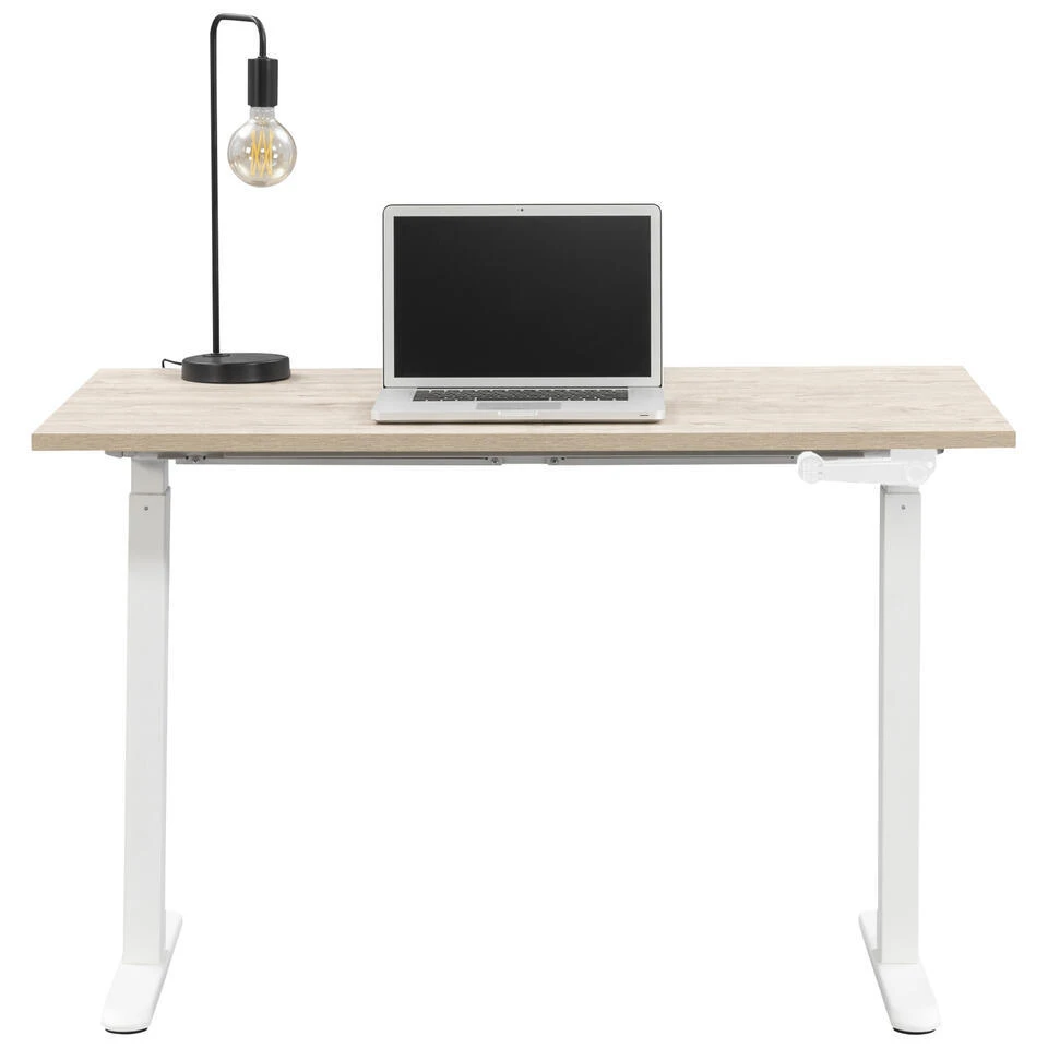 Bureau Homeworx Zit/sta Handmatig Verstelbaar – Eikenkleur/wit - 75/118x120x70 Cm 3 Bureau Homeworx Zit/sta Handmatig Verstelbaar – Eikenkleur/wit - 75/118x120x70 Cm - Afbeelding 3