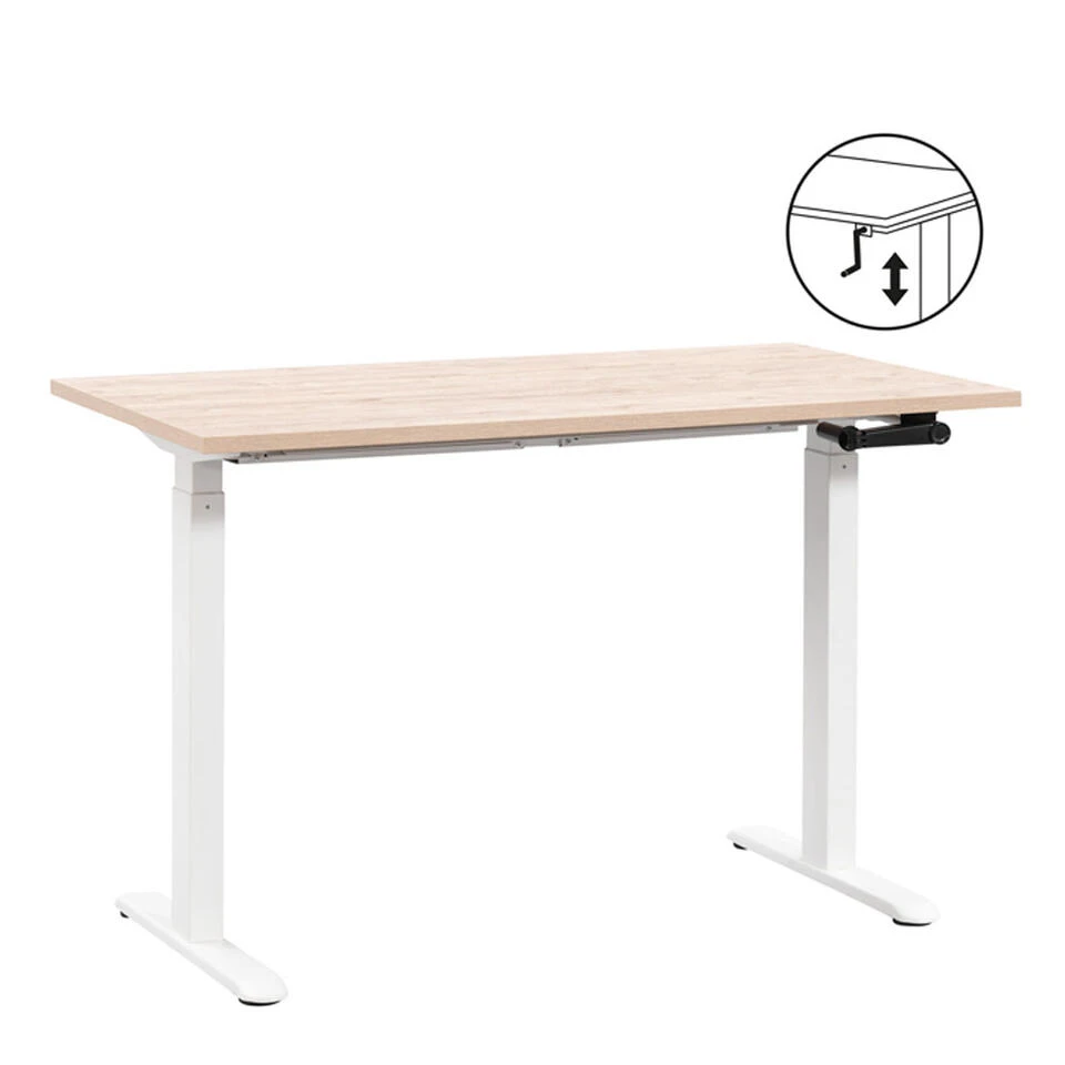 Bureau Homeworx Zit/sta Handmatig Verstelbaar – Eikenkleur/wit - 75/118x120x70 Cm 1 Bureau Homeworx Zit/sta Handmatig Verstelbaar – Eikenkleur/wit - 75/118x120x70 Cm