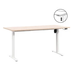 Bureau Homeworx Zit/sta Elektrisch Verstelbaar – Eikenkleur/wit - 75/118x160x80 Cm