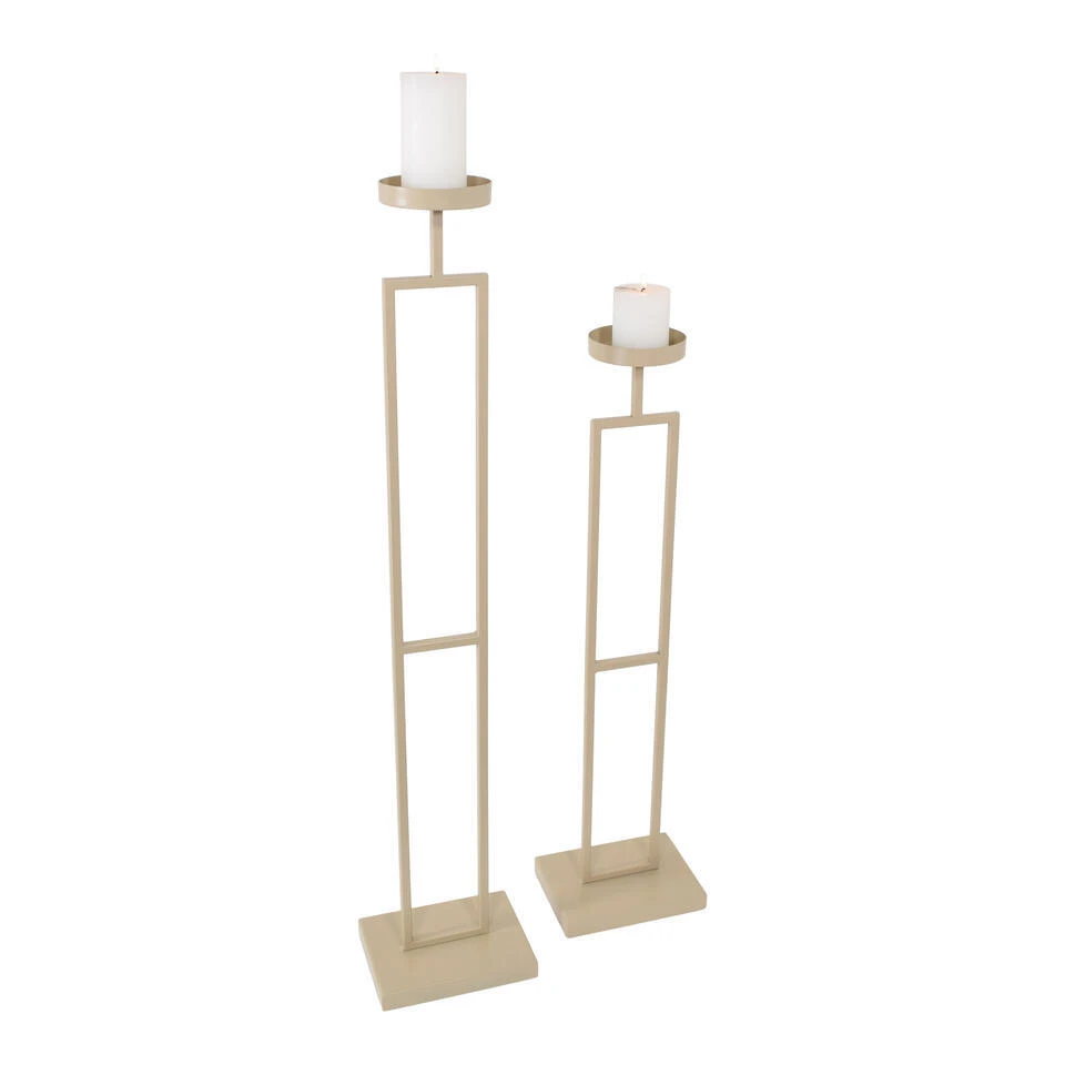 LOFT42 Vloerkandelaar Set Flame - Beige Metaal 2 LOFT42 Vloerkandelaar Set Flame - Beige Metaal - Afbeelding 2