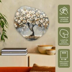 MuchoWow Wand Decoratie 60x60cm Boom Goud Bloemen Abstract -Leenbakker Winkel 924f49fca2fb44be951b58ea10c58a09