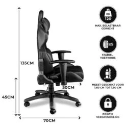 Ocazi Chicago Gamingstoel - Bureaustoel - Zwart -Leenbakker Winkel 92545e506bef43c5b95ea42a495aa3f2