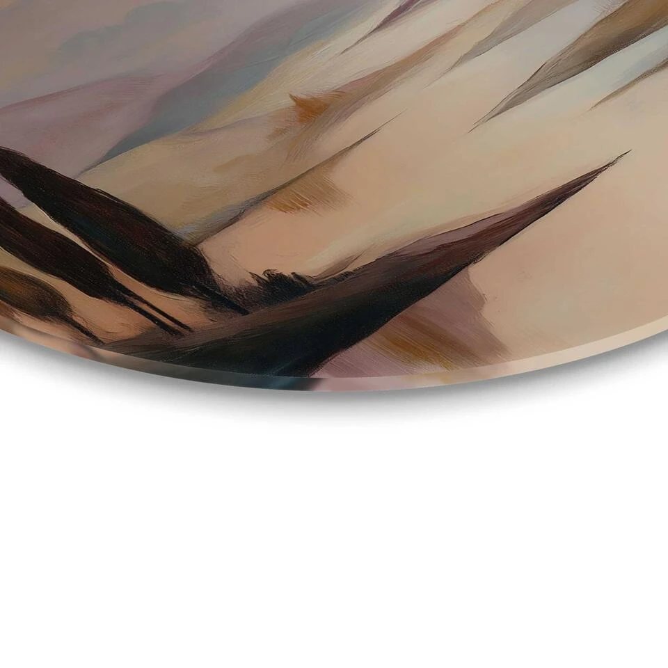Glasschilderij Landschap II - Ø 70cm - Bruin 4 Glasschilderij Landschap II - Ø 70cm - Bruin - Afbeelding 4