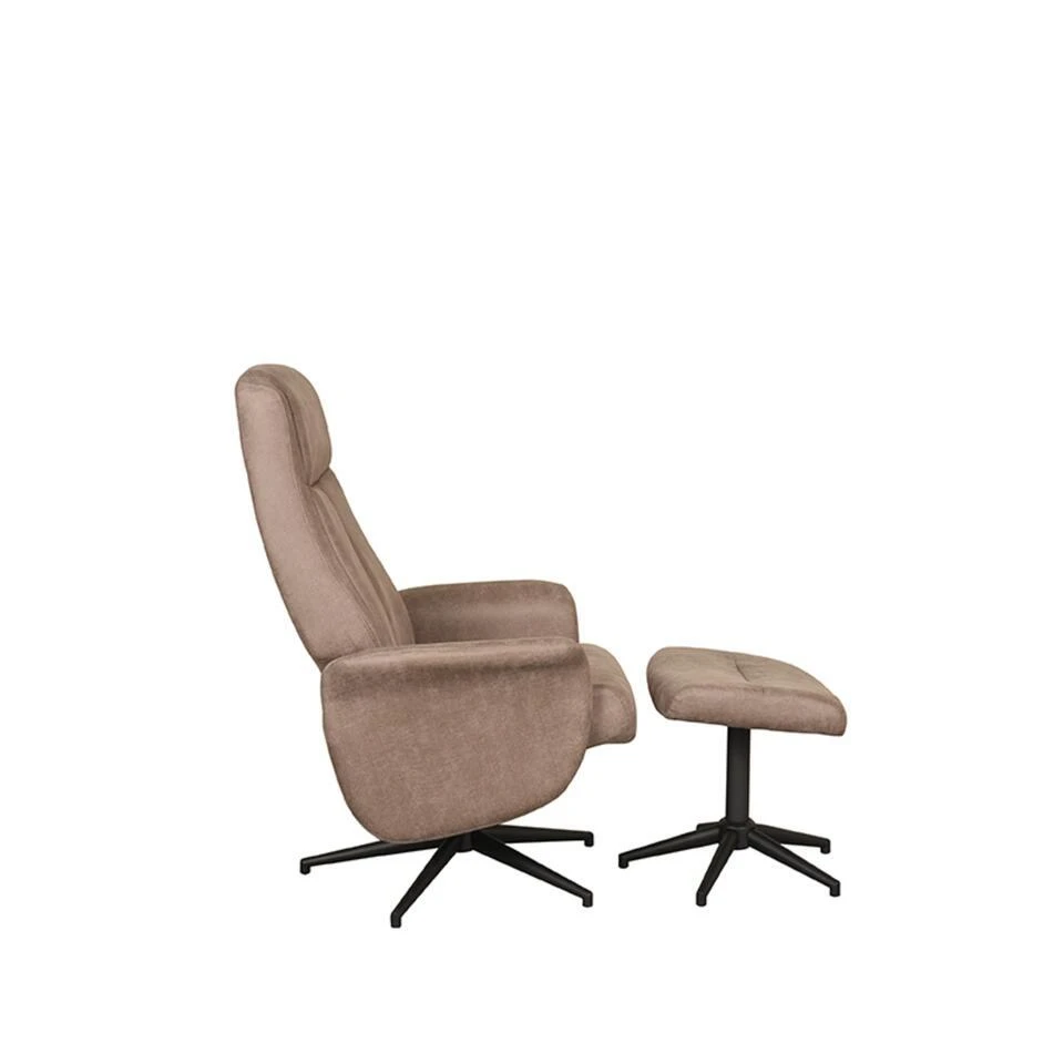 LABEL51 Fauteuil Bergen - Taupe - Micro Suede - Incl. Hocker - 62x77x53 Cm 6 LABEL51 Fauteuil Bergen - Taupe - Micro Suede - Incl. Hocker - 62x77x53 Cm - Afbeelding 6