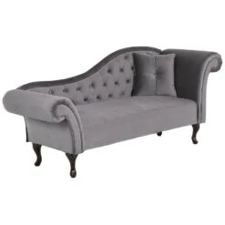 LATTES - Chaise Longue - Grijs - Rechterzijde - Fluweel -Leenbakker Winkel 982b2edb3c614464aa516572d2d8b681