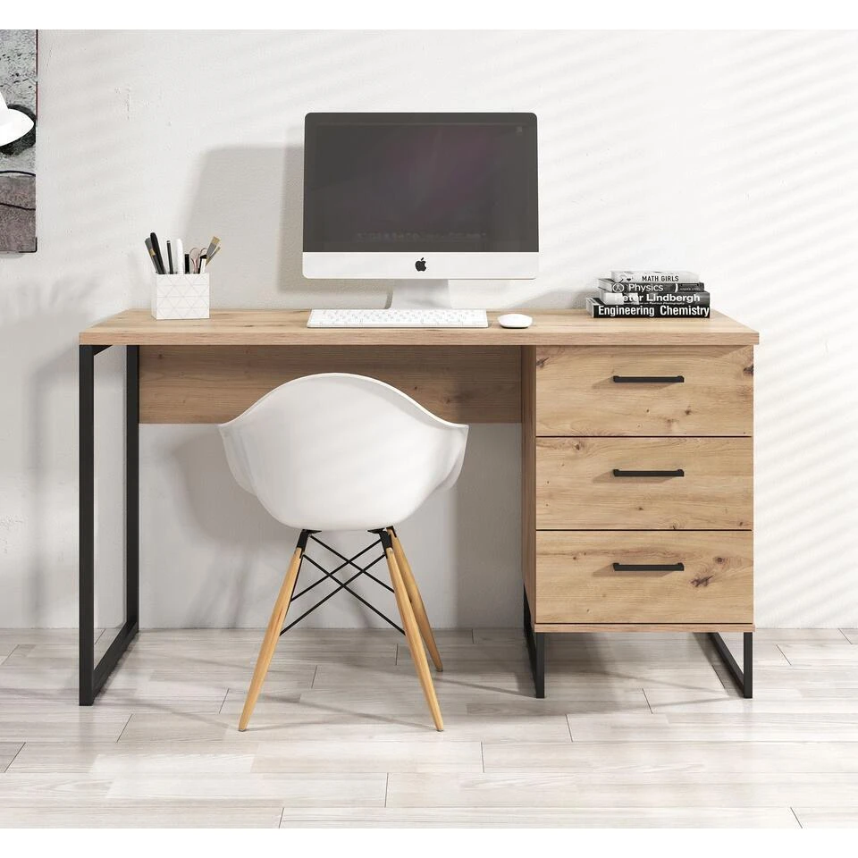 Meubella - Bureau Saturn - Eiken - Zwart - 138 Cm 3 Meubella - Bureau Saturn - Eiken - Zwart - 138 Cm - Afbeelding 3