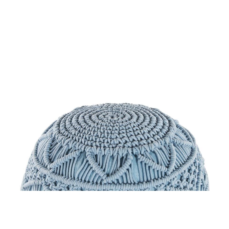 Beliani Poef KAYSERI - Blauw Katoen 3 Beliani Poef KAYSERI - Blauw Katoen - Afbeelding 3