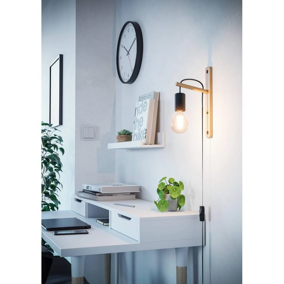 EGLO Pockley Wandlamp - E27 - 29,5 Cm - Bruin/Zwart 2 EGLO Pockley Wandlamp - E27 - 29,5 Cm - Bruin/Zwart - Afbeelding 2