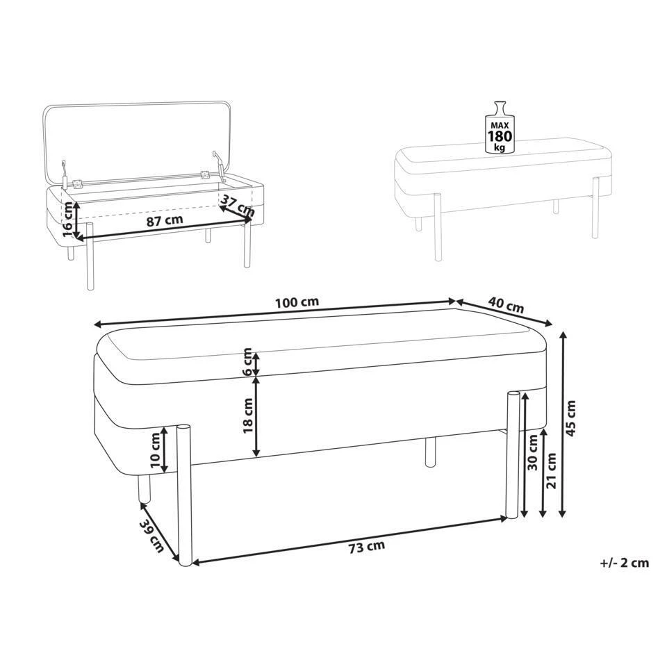 WARREN - Bankje Met Opbergruimte - Roze - Polyester 4 WARREN - Bankje Met Opbergruimte - Roze - Polyester - Afbeelding 4