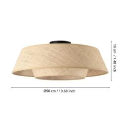 EGLO Marford Plafondlamp - E27 - Ø 50 Cm - Zwart/Natuur/Raffia -Leenbakker Winkel 9b0042be786241678190666853aed38f