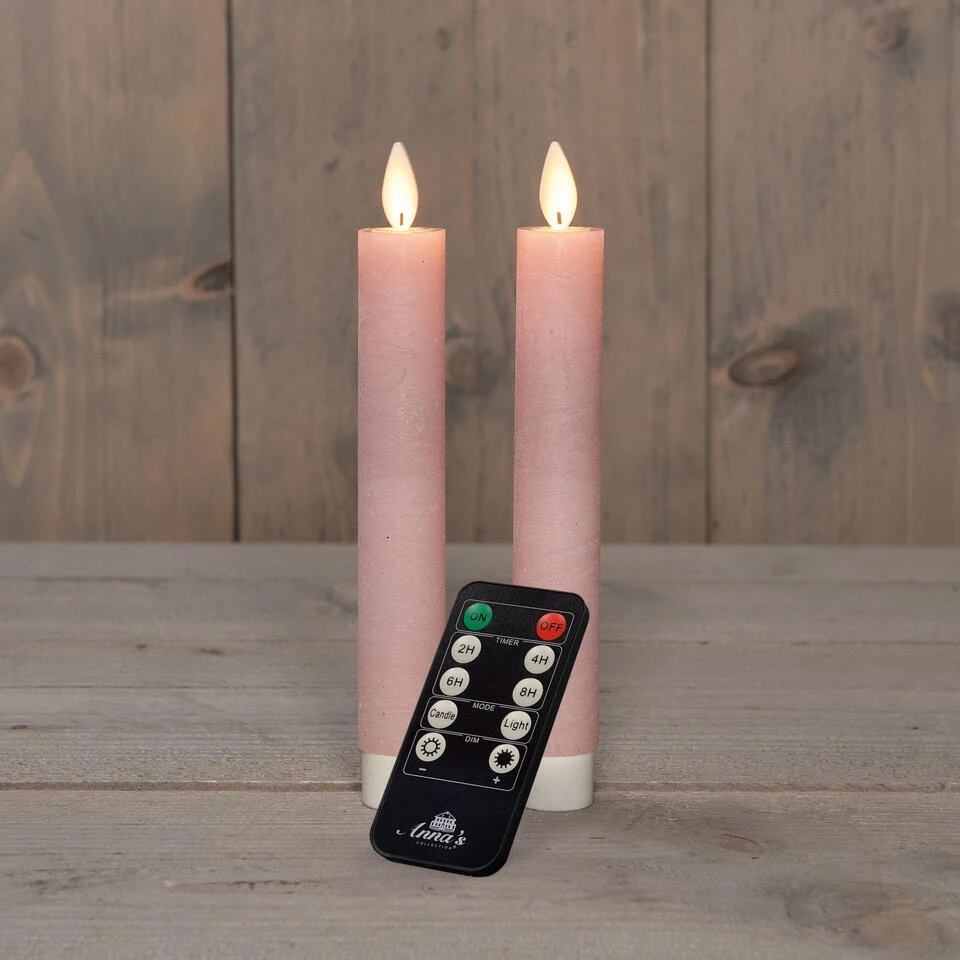 Anna's Collection LED Dinerkaarsen - 2x St - Lichtroze - 18 Cm 2 Anna's Collection LED Dinerkaarsen - 2x St - Lichtroze - 18 Cm - Afbeelding 2