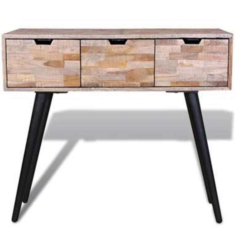 VidaXL Wandtafel Met 3 Lades Gerecycled Teakhout 2 VidaXL Wandtafel Met 3 Lades Gerecycled Teakhout - Afbeelding 2