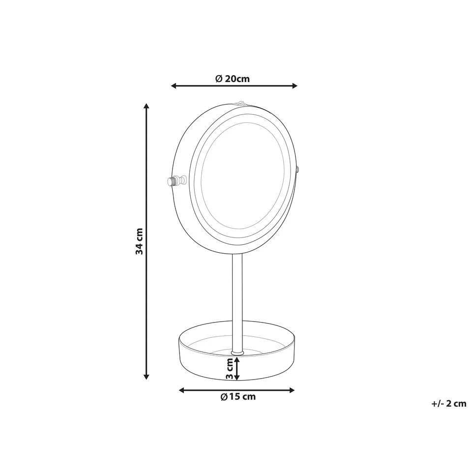 Beliani Make-up Spiegel SAVOIE - Roségoud Ijzer, Keramiek, Glas 2 Beliani Make-up Spiegel SAVOIE - Roségoud Ijzer, Keramiek, Glas - Afbeelding 2