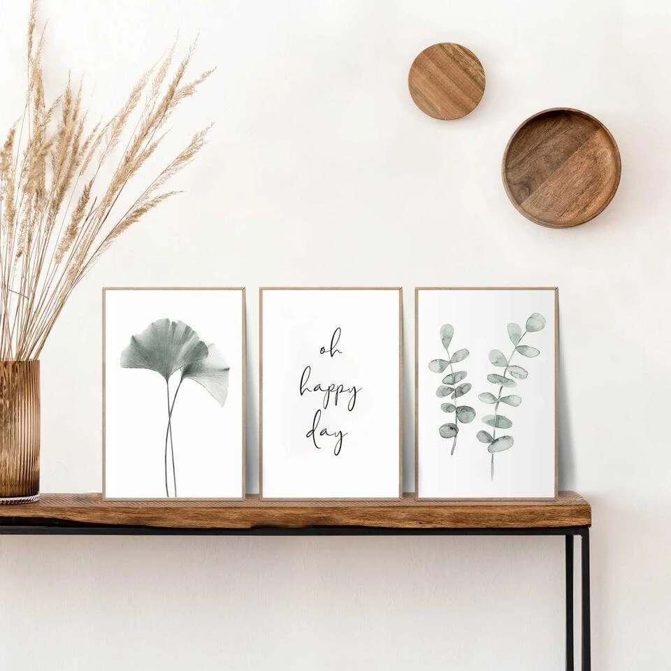 Set Poster Met Lijst - Green Twigs 2 Set Poster Met Lijst - Green Twigs - Afbeelding 2