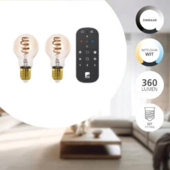 EGLO Starter-z Starterspakket - 2x E27 Spiral LED Lampen - Afstandsbediening 8 EGLO Starter-z Starterspakket - 2x E27 Spiral LED Lampen - Afstandsbediening -Leenbakker Winkel 9dcac85a6f194de883d1133fdb40435e