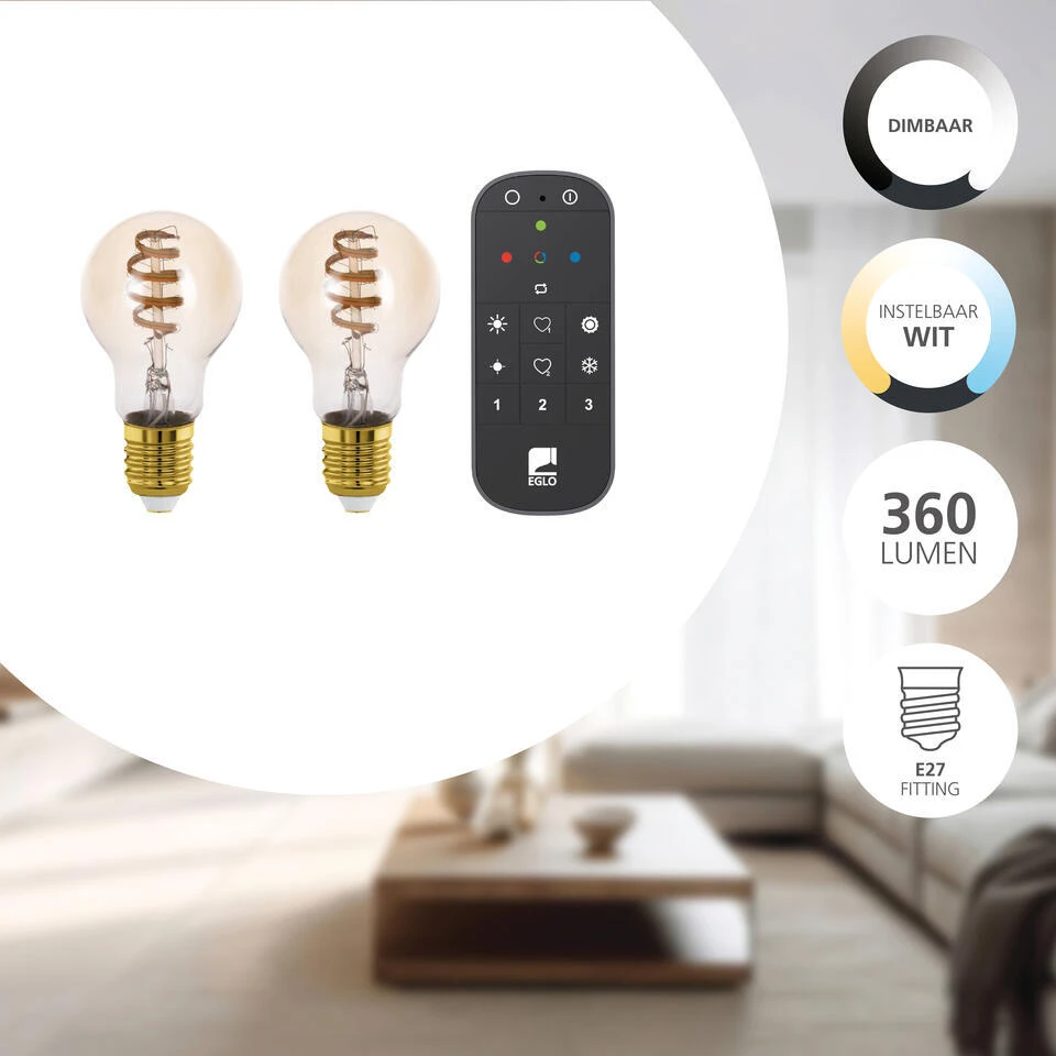 EGLO Starter-z Starterspakket - 2x E27 Spiral LED Lampen - Afstandsbediening 3 EGLO Starter-z Starterspakket - 2x E27 Spiral LED Lampen - Afstandsbediening - Afbeelding 3