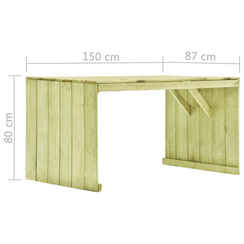 VidaXL Tuintafel 150x87x80 Cm Geïmpregneerd Grenenhout 4 VidaXL Tuintafel 150x87x80 Cm Geïmpregneerd Grenenhout - Afbeelding 4