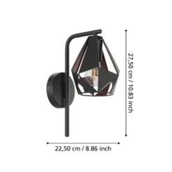 EGLO Carlton 4 Wandlamp - E27 - 16 Cm - Zwart/Koper -Leenbakker Winkel 9e5a96455d354452b7e129fdfe8a031f