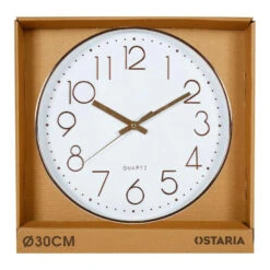 Merkloos Ostaria Wandklok/muur Klok - D30 Cm - Kunststof - Wit/koper -Leenbakker Winkel a0cc46b5fa1e40c5b3d3ce658015b8e4