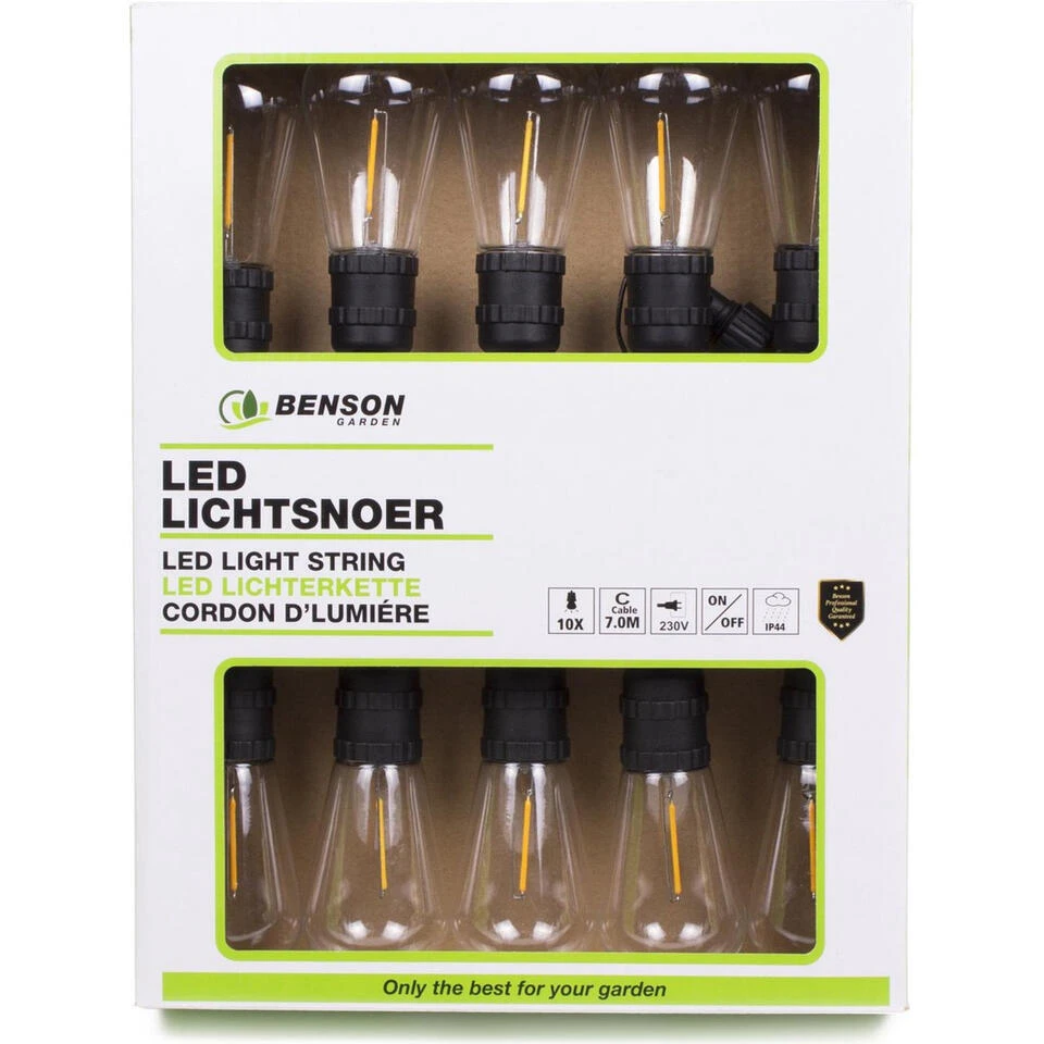 Merkloos Benson Lichtsnoer - LED - 10 Lampen - 700 Cm - Warm Wit - Timer 3 Merkloos Benson Lichtsnoer - LED - 10 Lampen - 700 Cm - Warm Wit - Timer - Afbeelding 3