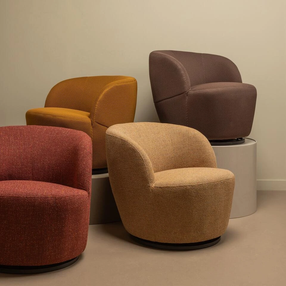 WOOOD Serra Draaifauteuil - Melange Stof - Curry - 68x70x77 5 WOOOD Serra Draaifauteuil - Melange Stof - Curry - 68x70x77 - Afbeelding 5