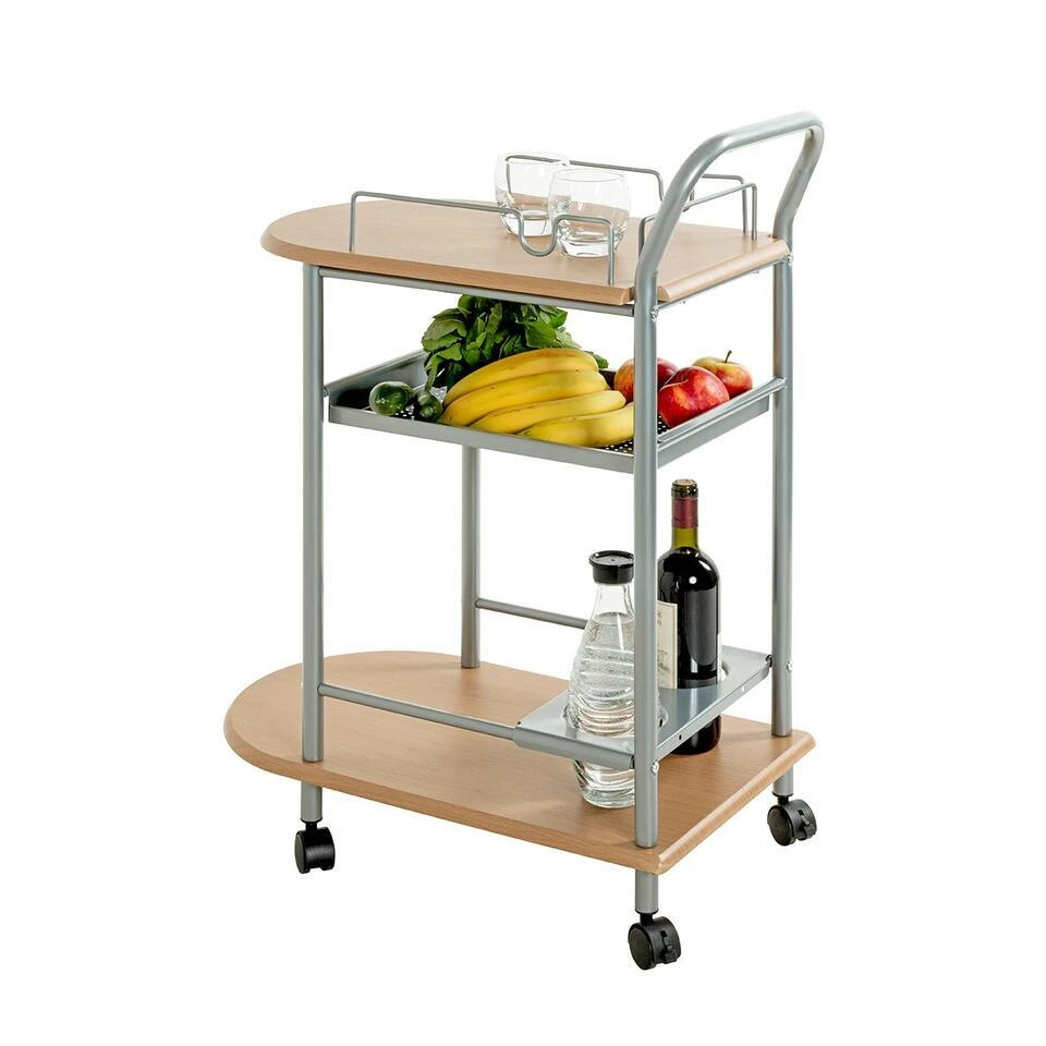 Haku Keukentrolley Met Beukenhouten Planken - 15 Kg Draagvermogen 3 Haku Keukentrolley Met Beukenhouten Planken - 15 Kg Draagvermogen - Afbeelding 3