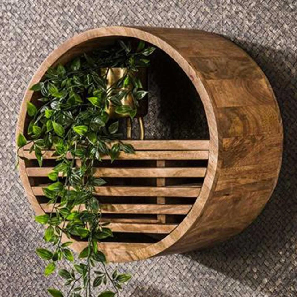 Wandplank Wes ø40cm X25cm-zandkleurig Mangohout 3 Wandplank Wes ø40cm X25cm-zandkleurig Mangohout - Afbeelding 3