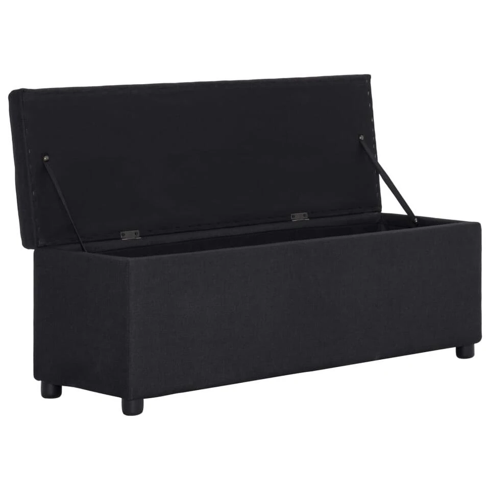 VidaXL Bankje Met Opbergvak 116 Cm Polyester Zwart 4 VidaXL Bankje Met Opbergvak 116 Cm Polyester Zwart - Afbeelding 4