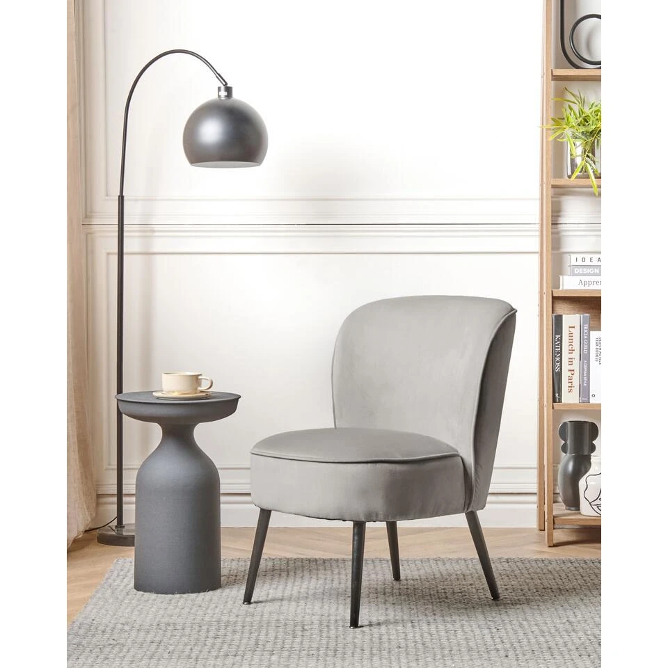 VOSS - Fauteuil - Lichtgrijs - Fluweel 2 VOSS - Fauteuil - Lichtgrijs - Fluweel - Afbeelding 2