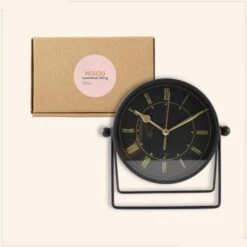 MISOU Tafelklok Zwart Metaal Goude Wijzerplaat 19cm -Leenbakker Winkel aca2c7e897cf4cd38afb8307dd212e2e